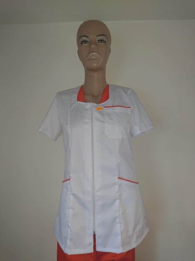 victim phrase Nursery school Halat medical alb garnitura portocaliu | Halate medicale